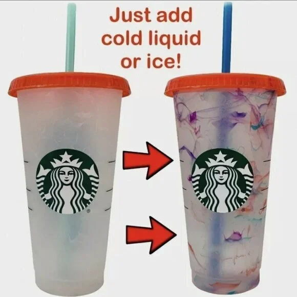 Starbucks 2021 Color Changing Swirl Cold Cups - 2 Pack - Picture 3 of 3